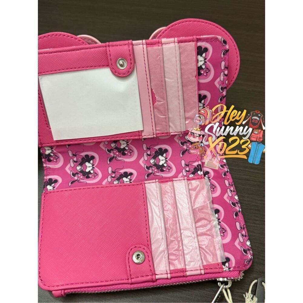 Loungefly Disney Mickey & Minnie Mouse Heart Ears Wallet - Picture 3 of 4